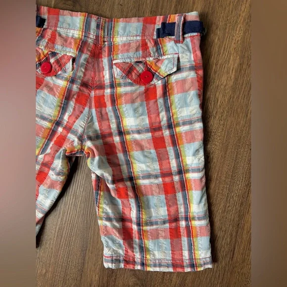 TAIKONHU Seersucker Plaid Patchwork Bermuda Shorts Preppy Coastal Y2K Style | S - Picture 14 of 15